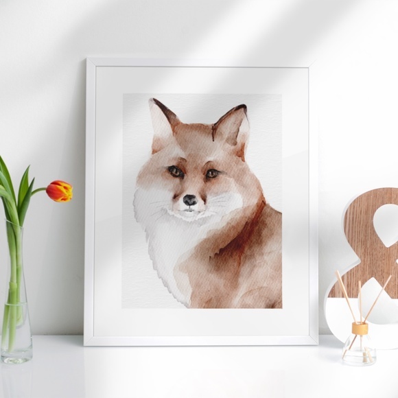 Watercolor Fox Portrait Wall Art Print Poster Unframed - Picture 4 of 15
